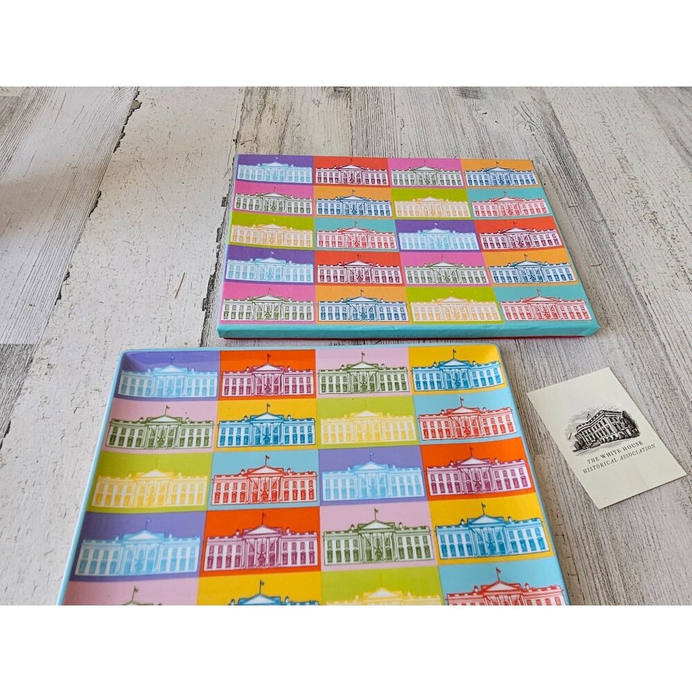 White House facade‎ tray platter plate rectangle rainbow multicolor president